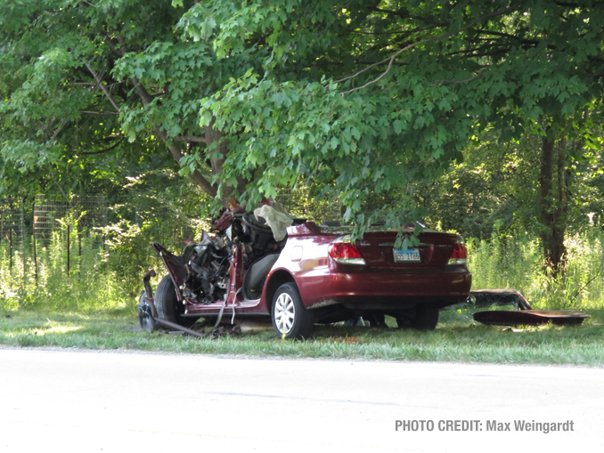 Fatal crash following extrication of the one crash victim that was killed in a red Toyota Camry (PHOTO CREDIT: Max Weingardt)