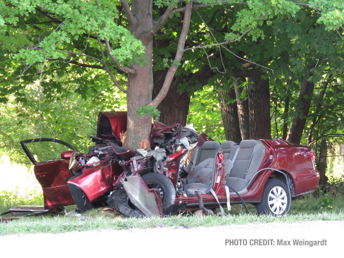 Fatal crash following extrication of the one crash victim that was killed in a red Toyota Camry (PHOTO CREDIT: Max Weingardt)