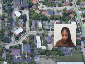 Lakeesha Donley booking photo and neighborhood of aggravated battery crime scene (SOURCE: Lake County Sheriff's Office/Imagery ©2021 Google, Imagery ©Maxar Technologies, U.S. Geological Survey Map data ©2021)
