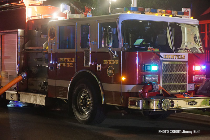 Libertyville fatal fire scene Friday morning, Augusts 13, 2021 (PHOTO CREDIT: Jimmy Bolf)