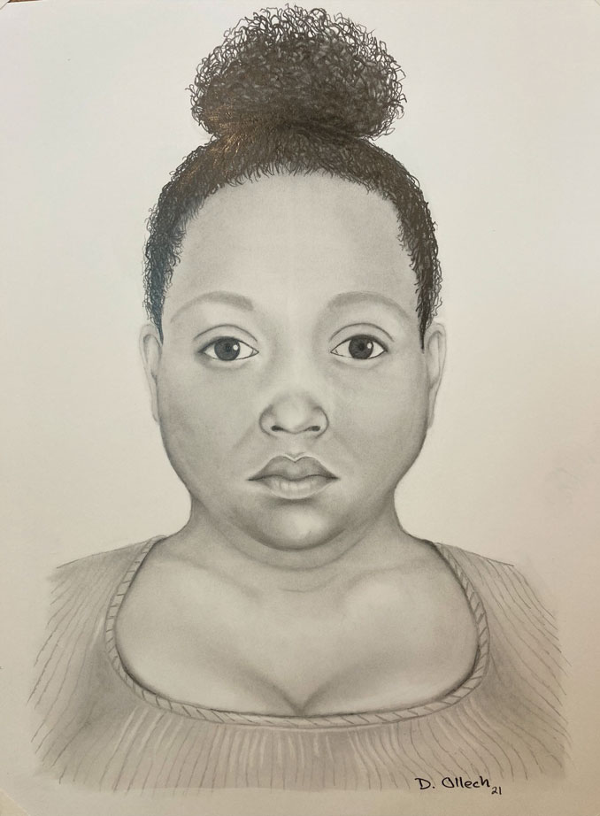 Facial composite sketch of woman's body found in Lake Michigan (CREDIT: Dirk Ollech, Mount Prospect Police Department)