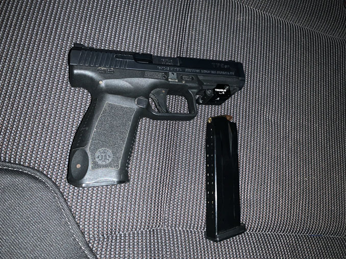 Handgun with TruGlo MicroLaser laser sight (SOURCE: Lake County Sheriff's Office)