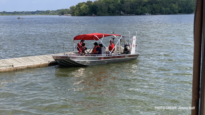 Boat at Fox Lake water rescue/recovery (PHOTO CREDIT: Jimmy Bolf)