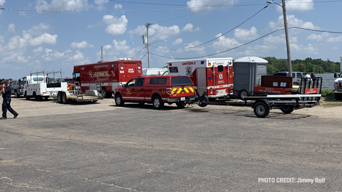 Mutual aid staging at Fox Lake water rescue/recovery (PHOTO CREDIT: Jimmy Bolf)
