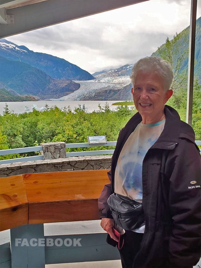 Janet Kroll at Mendenhall Glacier Park located about 12 miles north-northwest of downtown Juneau, Alaska (SOURCE: Facebook)