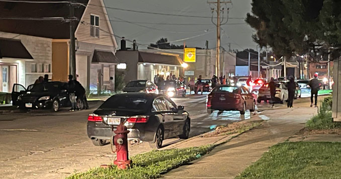 Knights of Columbus gathering spilling out onto Hickory Avenue in Arlington Heights on Sunday, August 1, 2021 about 11:00 p.m.