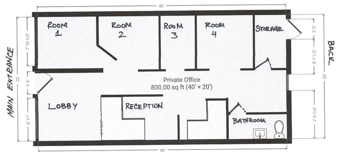 Midwest Tattoo Therapy floor plan at 19 North Wilke Road in Arlington Heights