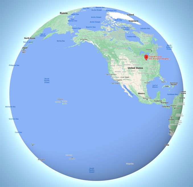 2200 West Euclid on Globe (Map data ©2021 Google, INEGI, SK telecom).