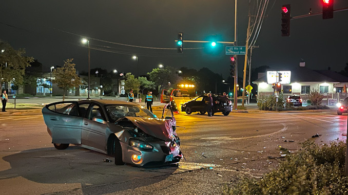 Crash scene at Northwest Highway and Euclid Avenue in Arlington Heights