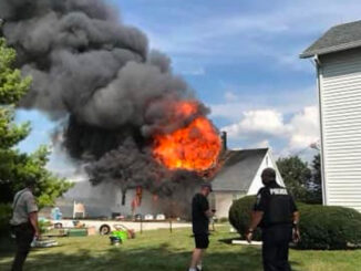 Smoke showing from the steeple at St Paul's Lutheran Church in Beecher, Illinois (SOURCE: St. Paul's Ev Lutheran Church - LCMS in Chicago Heights)