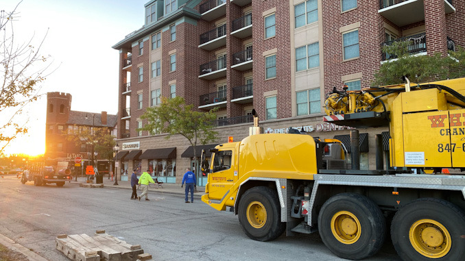 Whitey’s Crane on Wing Street west of Vail Avenue, Arlington Heights