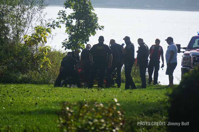 Water rescue scene at Highland Lake in Lake County before a Chicago man died at a hospital (PHOTO CREDIT: Jimmy Bolf).