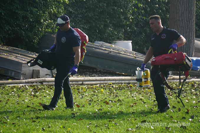 Water rescue scene at Highland Lake in Lake County before a Chicago man died at a hospital (PHOTO CREDIT: Jimmy Bolf).