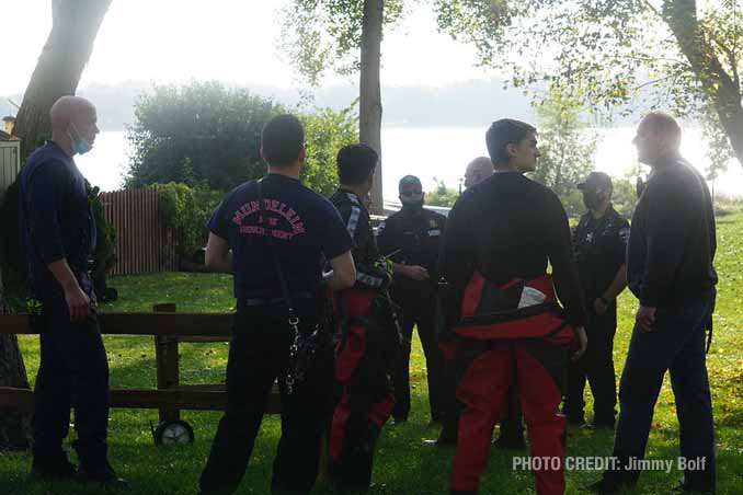 Water rescue scene at Highland Lake in Lake County before a Chicago man died at a hospital (PHOTO CREDIT: Jimmy Bolf).