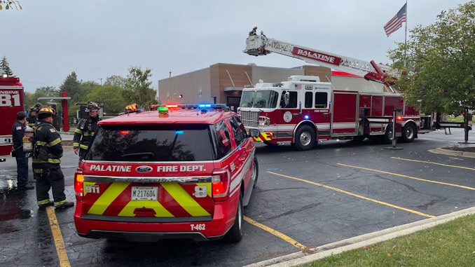 Palatine Tower 85 crew on the roof at Burger King in Palatine