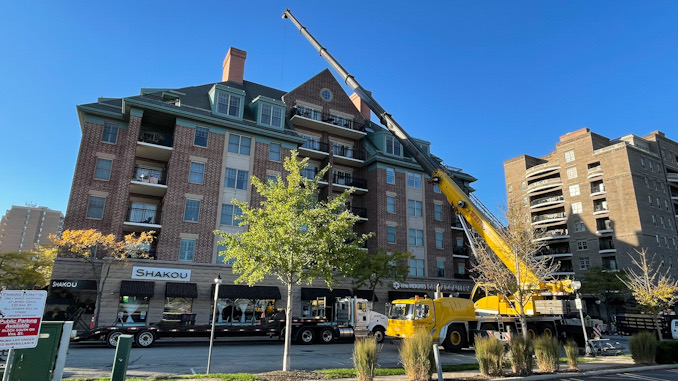 Whitey’s Crane on Wing Street west of Vail Avenue, Arlington Heights