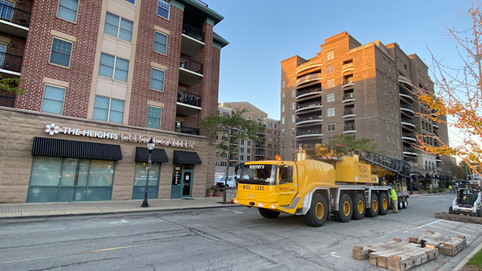 Whitey’s Crane on Wing Street west of Vail Avenue, Arlington Heights