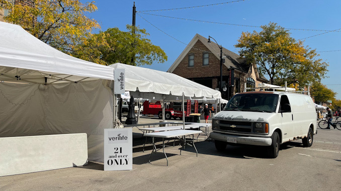 A 21 and over tent for Verilife on Campbell Street just west of Vail Avenue in Arlington Heights