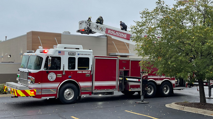 Palatine Tower 85 crew on the roof at Burger King in Palatine