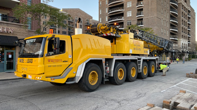 Whitey’s Crane on Wing Street west of Vail Avenue, Arlington Heights