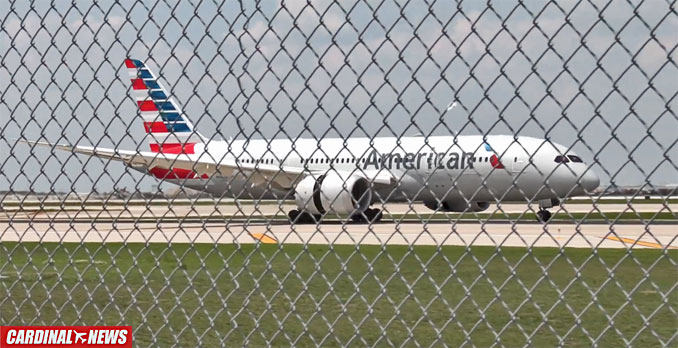 American Airlines Boeing 787-8 Dreamliner arriving Monday, July 6, 2020 at O'Hare International Airport