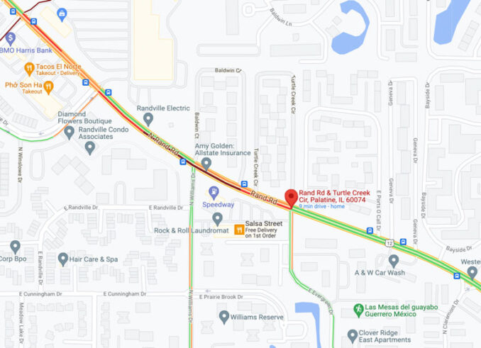 Crash map Rand Road and Turtle Creek Drive Palatine (Map data ©2021 Google)