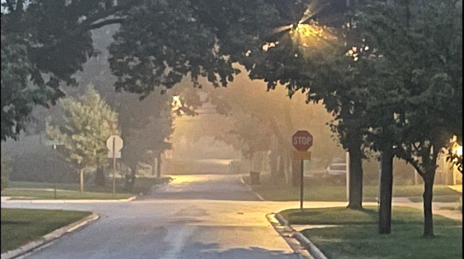 Moderate fog in central Arlington Heights about 7:00 a.m. Friday morning, October 8, 2021