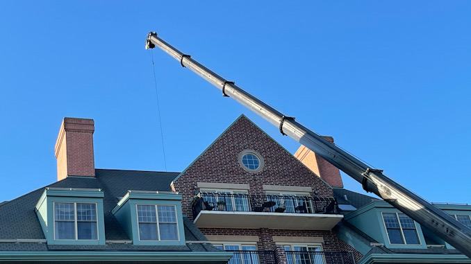 Whitey’s Crane on Wing Street west of Vail Avenue, Arlington Heights