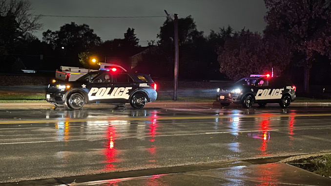 Metra police on the scene after a passenger sedan was lifted of the UP NW line tracks about 1200 feet east of Mount Prospect Road in Des Plaines