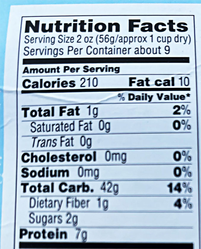 Food Label applied to packaging