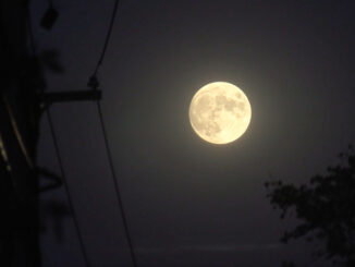 Hunter's Moon Rising over Oakton Street about 6:30 p.m. CDT on Tuesday, October 19, 2021