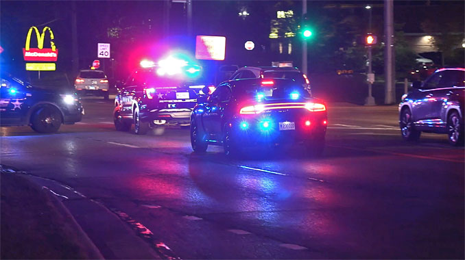 Arlington Heights police blocked the northbound lanes of Arlington Heights Road just north of Rand Road during a traffic stop Saturday night, October 23, 2021 