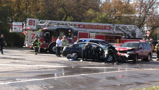 Crash scene at Rand Road and Golf Road Des Plaines