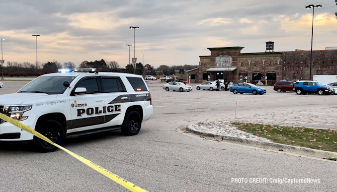 Shooting scene near Portillo's at Gurnee Mills in Gurnee Illinois, Saturday, November 27, 2021 (Craig/CapturedNews)