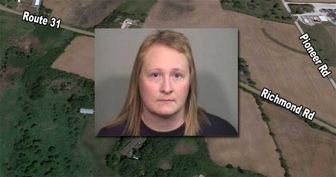 Alyssa Popp, DUI drugs suspect in fatal crash on Route 31 (Richmond Road) in McHenry County (SOURCE: McHenry County Sheriff's Office/Imagery ©2021 Google, Imagery ©2021 Maxar Technologies, U.S. Geological Survey, USDA Farm Service Agency, Map data ©2021)