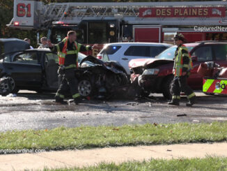 Crash scene at Rand Road and Golf Road Des Plaines