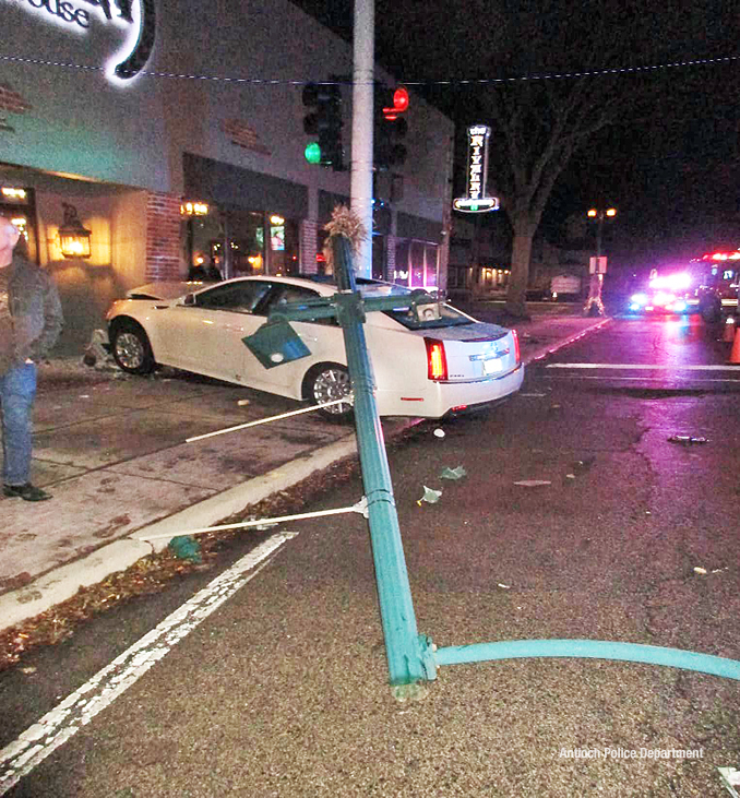 Cadillac CTS crash into The Rivalry Alehouse in Antioch (SOURCE: Antioch Police Department)