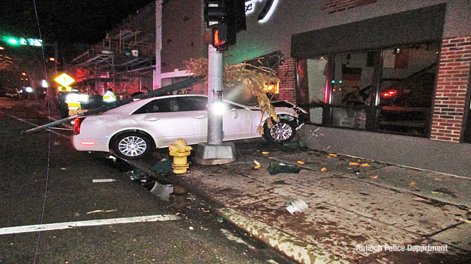 Cadillac CTS crash intoThe Rivalry Alehouse in Antioch (SOURCE: Antioch Police Department)