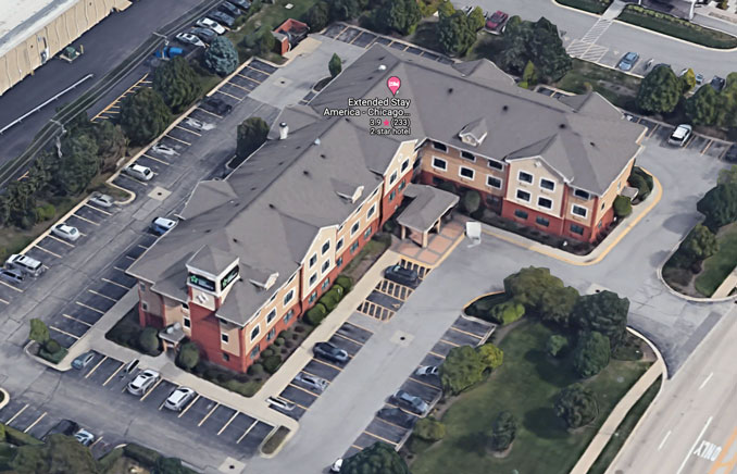 Extended Stay America Chicago Woodfield aerial view (Imagery ©2021 Google, Map data ©2021, Map data ©2021)
