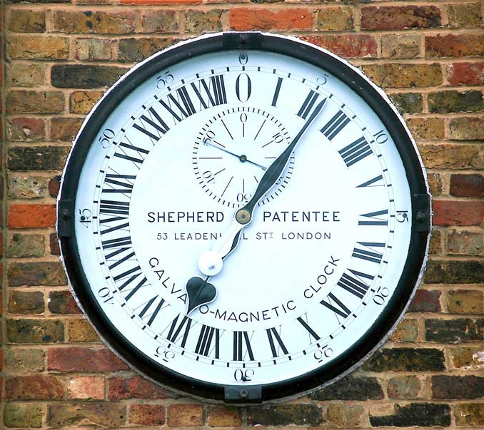 Shepherd gate clock at the Royal Observatory, Greenwich, UK (This file is licensed under the Creative Commons Attribution-Share Alike 3.0, see below)