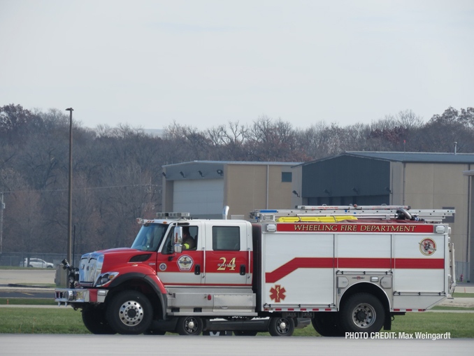 Wheeling Fire Department Squad 24 at the scene at Chicago Executive Airport (PHOTO CREDIT: Max Weingardt)