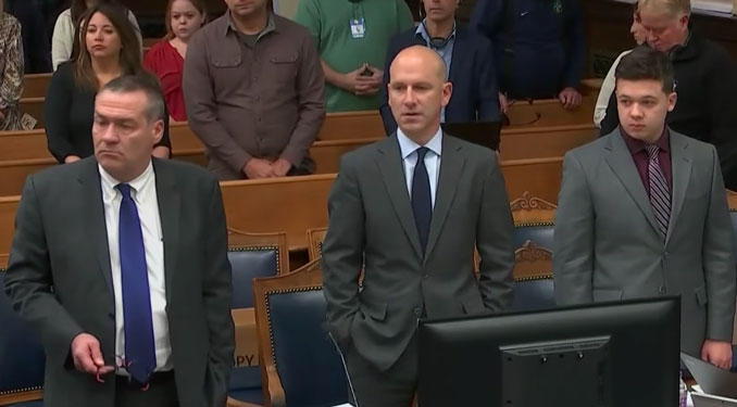 Kyle Rittenhouse and legal defense team in Kenosha County Court Wednesday, November 4, 2021 (via CourtTV feed)