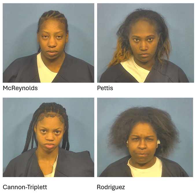 Deondra McReynold, Tandalaya Z. Pettis, Heaven E. Cannon-Triplett, and Fontazia A. Rodriguez (SOURCE: DuPage County State's Attorney's Office)
