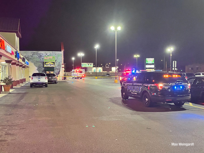 Man shot at Safari Land, 701 West North Avenue in Villa Park Saturday, November 13, 2021 (PHOTO CREDIT: Max Weingardt)