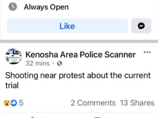 Screen Shot captured by Kenosha Police Department showing the Kenosha Area Police Scanner post on Wednesday night