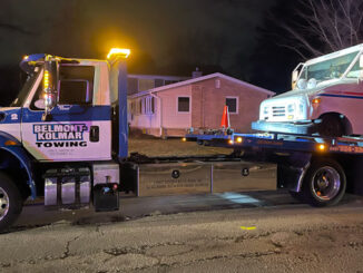 USPS van on a tow truck after a crash with an SUV at Yale Avenue and Marion Road/Illinois Avenue in Arlington Heights.