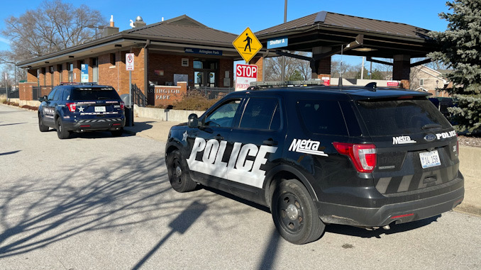 Death investigation scene at the Arlington Park Metra station in Arlington Heights