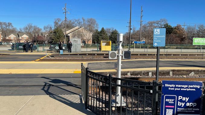 Death investigation scene at the Arlington Park Metra station in Arlington Heights