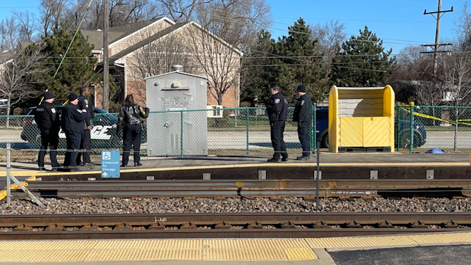 Death investigation scene at the Arlington Park Metra station in Arlington Heights
