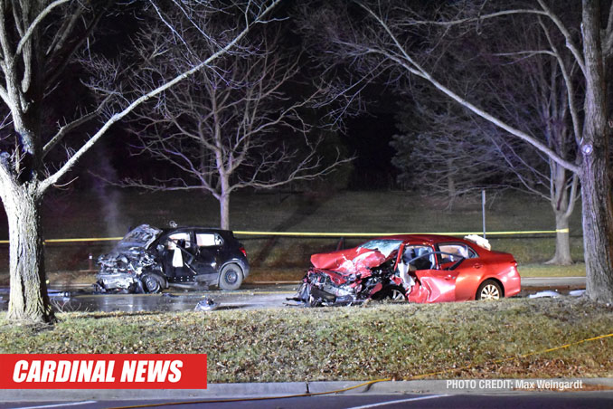 Head-on crash Willow Road and Hibbard Road, Winnetka on Monday, December 13, 2021 (PHOTO CREDIT: Max Weingardt)